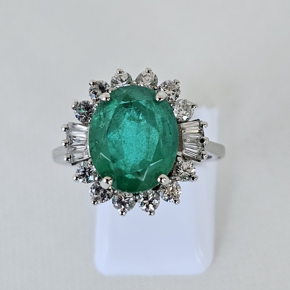 Genuine Emeraldine Quartz & White Zircon Ring Platinum over 925!! ✨️ Siz… - Picture 6 of 16